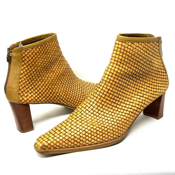 Stuart Weitzman Woven Braided Ankle Boots Booties 11 / 41 Snip Toe Zip Up - Picture 2 of 13
